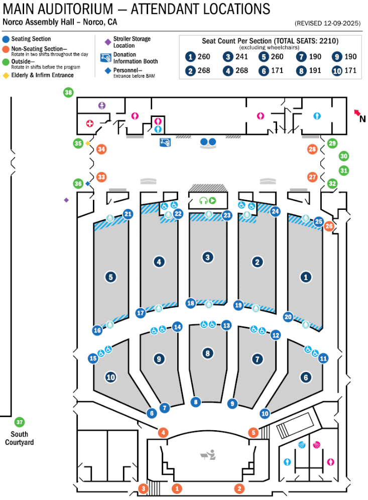 Main Auditorium attendant locations